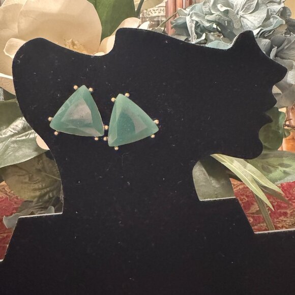 Turquoise Triangle Stud Earrings - Picture 2 of 3